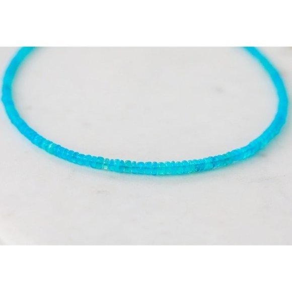 Blue Necklace STUNNING Necklace Ethiopian Paraiba Blue Beaded Fire Opal … - Picture 4 of 12